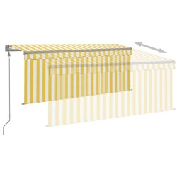 Auvent rétractable automatique avec store 3,5x2,5 m Jaune blanc 551317551317