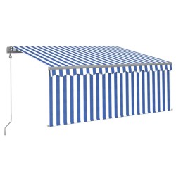 Auvent rétractable automatique avec store 3,5x2,5 m Bleu blanc 551319551319