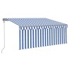 Auvent rétractable automatique avec store 3,5x2,5 m Bleu blanc 551319551319