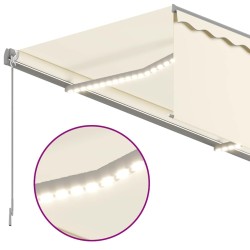 Auvent rétractable manuel avec store et LED 3,5x2,5 m Crème 551322551322