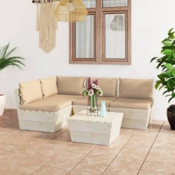 Salon de jardin palette 5 pcs avec coussins bois d'épicéa 551342551342
