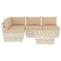 Salon de jardin palette 5 pcs avec coussins bois d'épicéa 551342551342