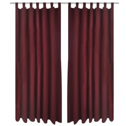 2 pcs Rideau à Passant Micro Satin Bordeaux 140 x 245 cm 551346551346