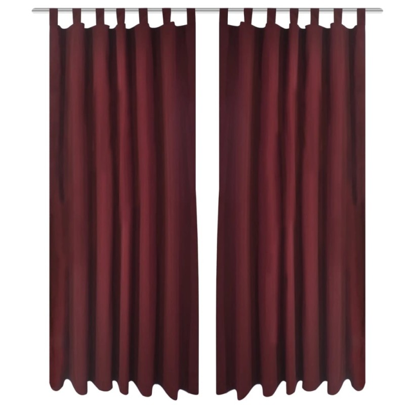 2 pcs Rideau à Passant Micro Satin Bordeaux 140 x 245 cm 551346551346