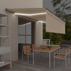 Auvent rétractable manuel avec store et LED 5x3 m Crème 551355551355