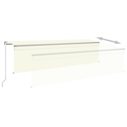 Auvent rétractable manuel avec store et LED 5x3 m Crème 551355551355