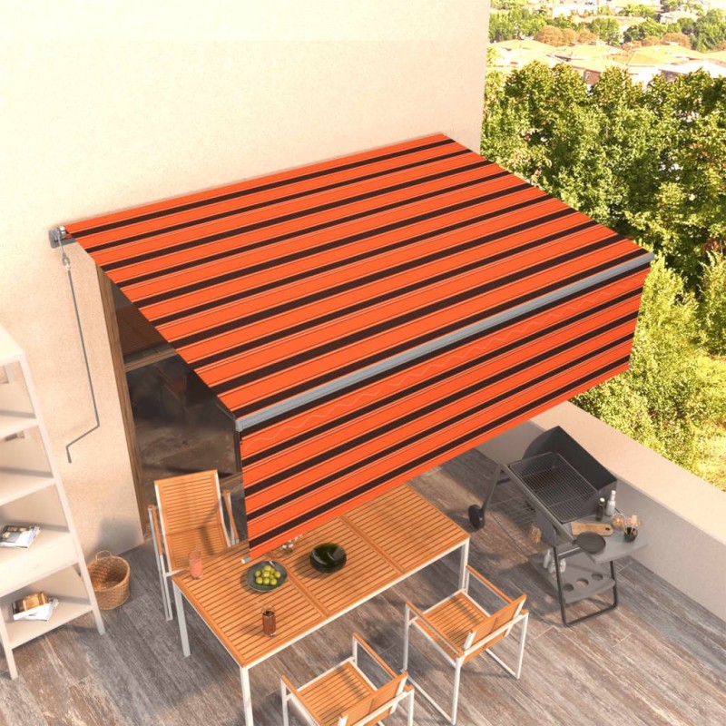 Auvent automatique rétractable avec store 4x3m Orange et marron   551356551356
