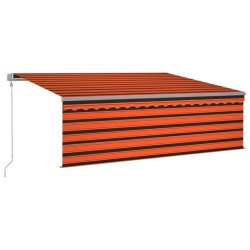 Auvent automatique rétractable avec store 4x3m Orange et marron   551356551356