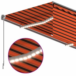 Auvent manuel rétractable et store LED 4,5x3 m Orange et marron 551358551358