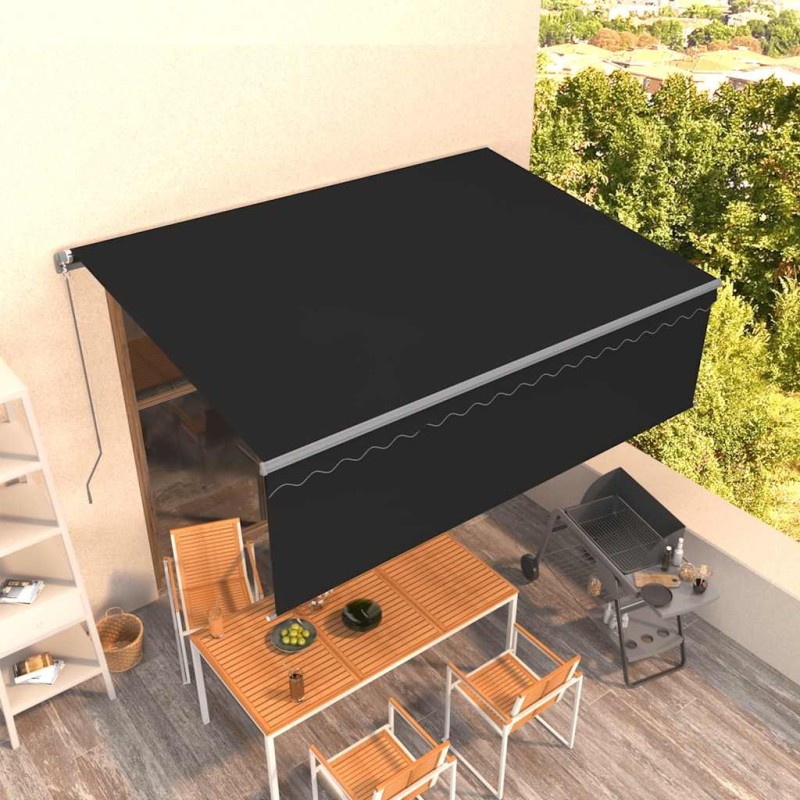 Auvent manuel rétractable avec store 4,5x3 m Anthracite 551359551359