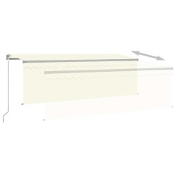 Auvent manuel rétractable avec store et LED 4x3m Crème 551361551361