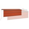 Auvent manuel rétractable avec store LED 4x3 m Orange et marron 551367551367