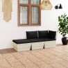 Salon de jardin palette 3 pcs avec coussins bois d'épicéa 551376551376