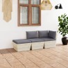 Salon de jardin palette 3 pcs avec coussins bois d'épicéa 551377551377