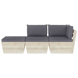 Salon de jardin palette 3 pcs avec coussins bois d'épicéa 551377551377