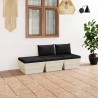 Salon de jardin palette 3 pcs avec coussins bois d'épicéa 551378551378