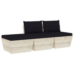 Salon de jardin palette 3 pcs avec coussins bois d'épicéa 551378551378
