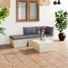 Salon de jardin palette 4 pcs avec coussins Épicéa imprégné 551379551379