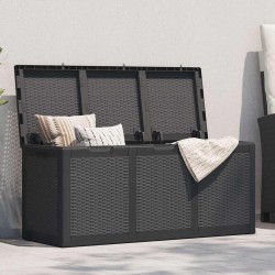 Boîte de rangement de jardin 270 L Noir PP Rotin 551380551380