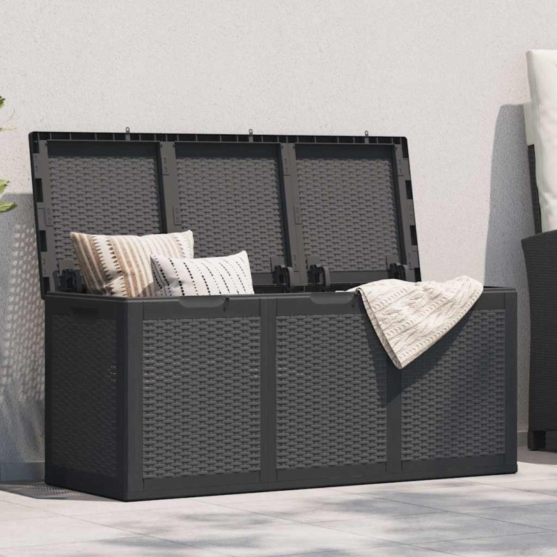 Boîte de rangement de jardin 270 L Noir PP Rotin 551380551380