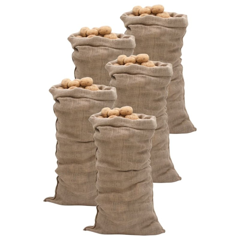 Sacs en jute 5 pcs 65x135 cm 100 % jute 220 g/m² 551384551384