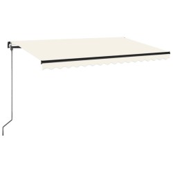 Auvent manuel rétractable avec LED 450x350 cm Crème 551403551403