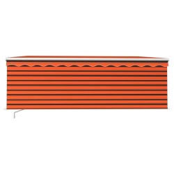 Auvent manuel rétractable avec store LED 4x3 m Orange et marron 551424551424
