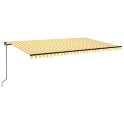 Auvent manuel rétractable avec LED 500x300 cm Jaune et blanc 551436551436