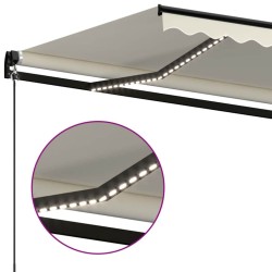 Auvent manuel rétractable avec LED 500x300 cm Crème 551438551438