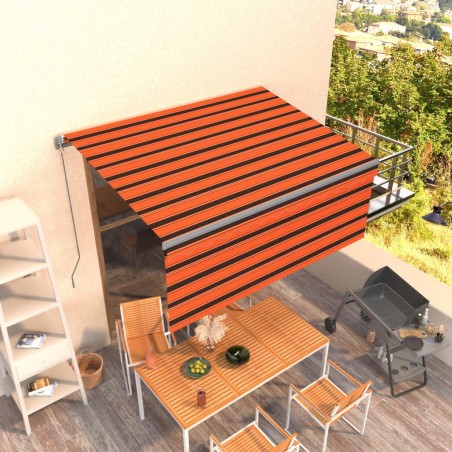 Auvent rétractable manuel avec store 3x2,5 m Orange et marron   551444551444