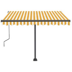 Auvent manuel rétractable avec LED 350x250 cm Jaune et blanc 551461551461