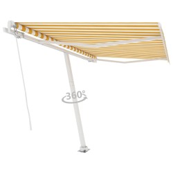 Auvent manuel rétractable sur pied 350x250 cm Jaune/blanc 551470551470
