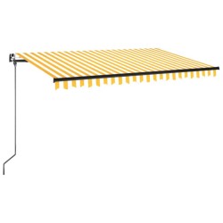 Auvent manuel rétractable avec LED 400x350 cm Jaune et blanc 551471551471