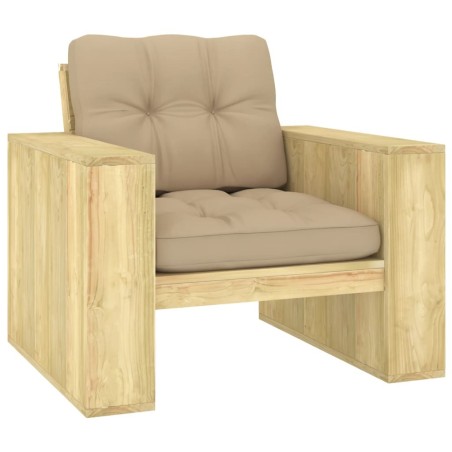 Chaise de jardin avec coussins beige Bois de pin imprégné 551512551512