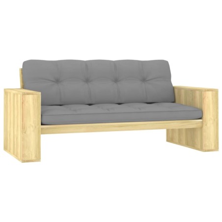 Banc de jardin avec coussins gris 179 cm Pin imprégné 551514551514