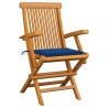 Chaises de jardin et coussins bleu royal lot de 4 Bois de teck 551515551515