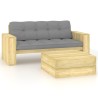 Salon de jardin 2 pcs avec coussins bois de pin imprégné 551517551517