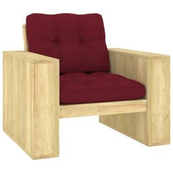Chaise de jardin avec coussins bordeaux Bois de pin imprégné 551519551519