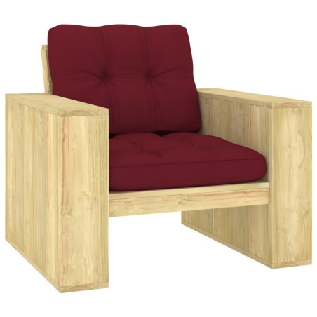 Chaise de jardin avec coussins bordeaux Bois de pin imprégné 551519551519