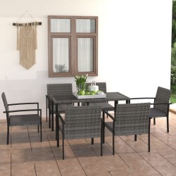 Ensemble à manger de jardin 7 pcs Résine tressée Gris 551520551520
