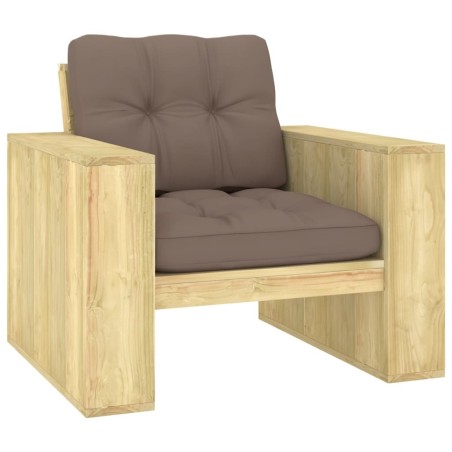 Chaise de jardin avec coussins taupe Bois de pin imprégné 551521551521