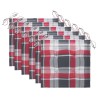Chaises de jardin et coussins à carreaux rouge lot de 6 Teck 551522551522