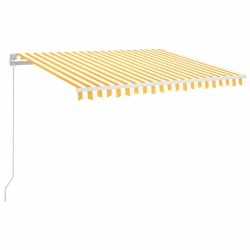 Auvent manuel rétractable avec LED 350x250 cm Jaune et blanc 551529551529