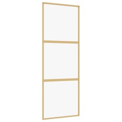 Porte coulissante doré 76x205 cm verre ESG clair et aluminium 551546551546