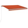 Auvent manuel rétractable avec LED 350x250 cm Orange et marron 551552551552