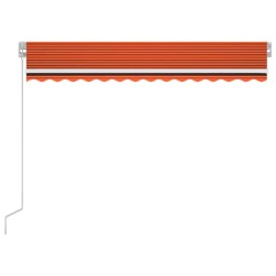 Auvent manuel rétractable avec LED 350x250 cm Orange et marron 551552551552