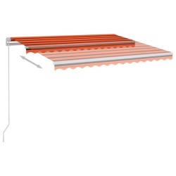 Auvent manuel rétractable avec LED 350x250 cm Orange et marron 551552551552