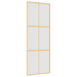 Porte coulissante doré 76x205 cm verre ESG dépoli et aluminium 551553551553