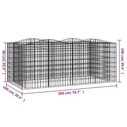 Lit surélevé à gabions arqué 200x100x100 cm Fer galvanisé 551556551556