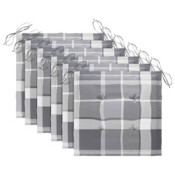 Chaises de jardin coussins à carreaux gris lot de 6 Teck massif 551569551569